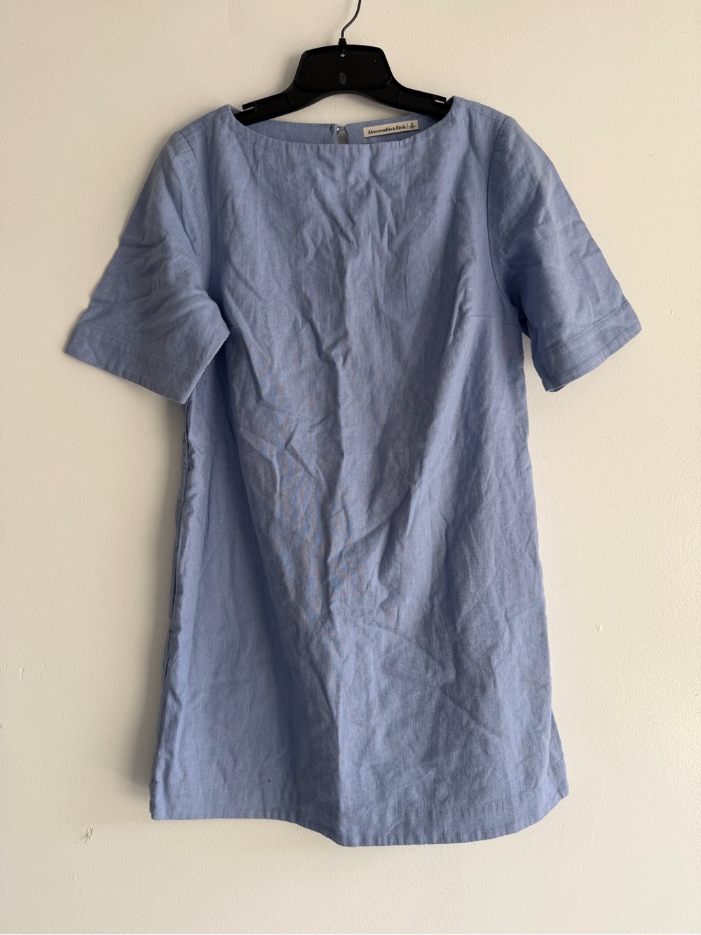 Abercrombie & Fitch Blue Linen-Blend T-Shirt Mini Dress Small 8387 - Picture 4 of 9